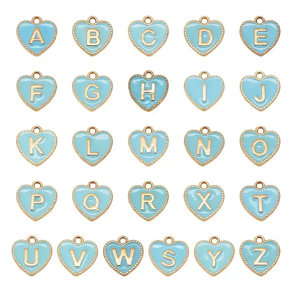 26Pcs 26 Styles Alloy Enamel Pendants