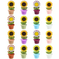 16Pcs 8 Colors Sunflower Flowerpot Food Grade Eco-Friendly Silicone Beads