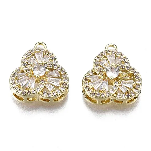 Brass Micro Pave Clear Cubic Zirconia Pendants