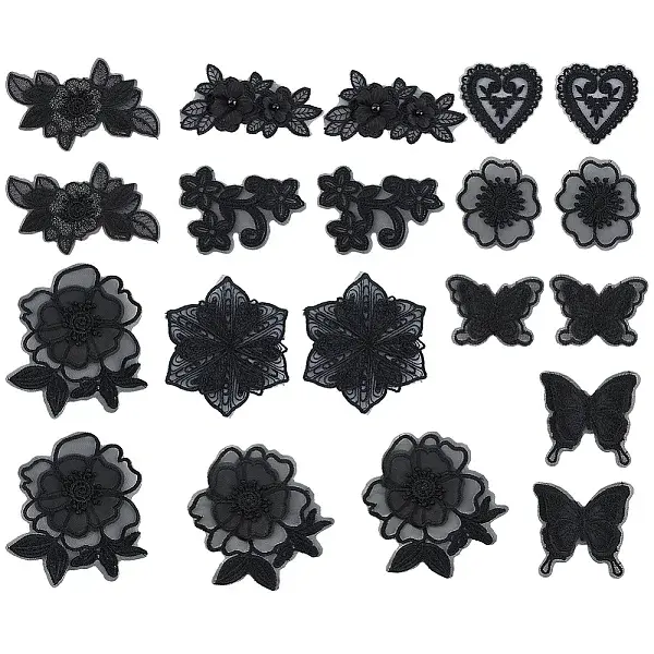 20Pcs 10 Styles Computerized Embroidery Cloth Iron on/Sew on Patches
