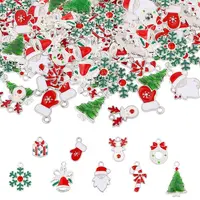 72Pcs 9 Styles Christmas Theme Alloy Enamel Pendants