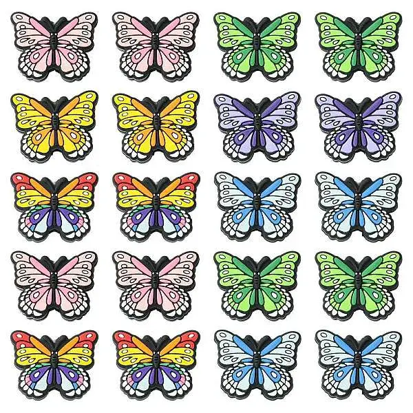 12Pcs 6 Styles Butterfly Food Grade Eco-Friendly Silicone Beads