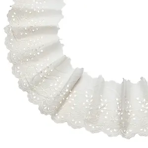 5 Yards Cotton Embroidery Flower Wavy Edged Lace Ribbons