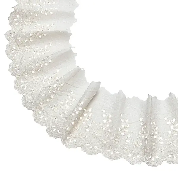 5 Yards Cotton Embroidery Flower Wavy Edged Lace Ribbons