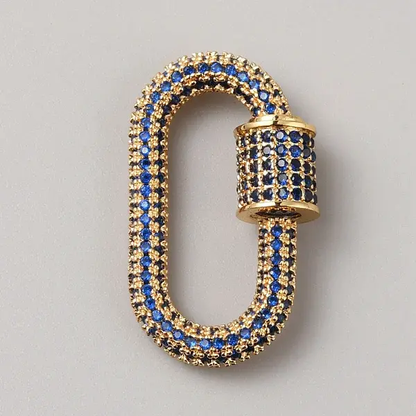 Brass Micro Pave Cubic Zirconia Screw Carabiner Lock Charms