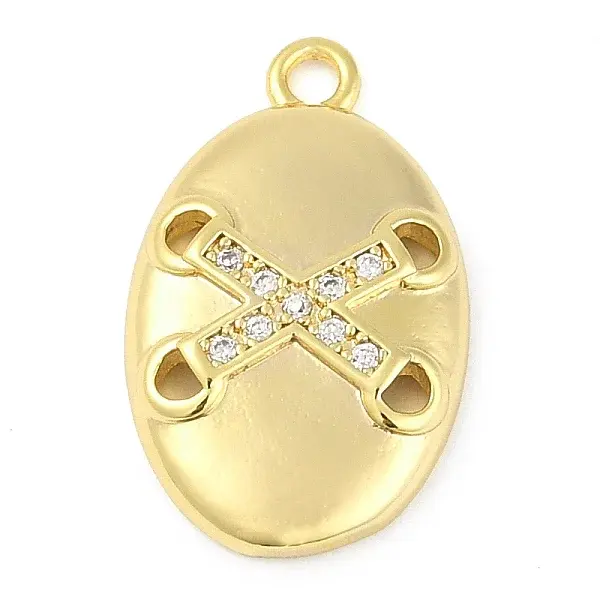 Cross Theme Real 18K Gold Plated Brass Micro Pave Clear Cubic Zirconia Pendants