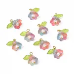 10Pcs Acrylic & Glass Flower Pendants