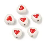 Heart Pattern Handmade Porcelain Enamel Beads