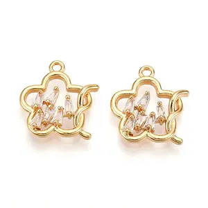 Brass Micro Pave Cubic Zirconia Pendants