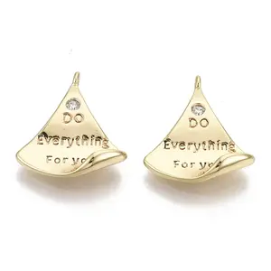 Brass Micro Pave Clear Cubic Zirconia Pendants