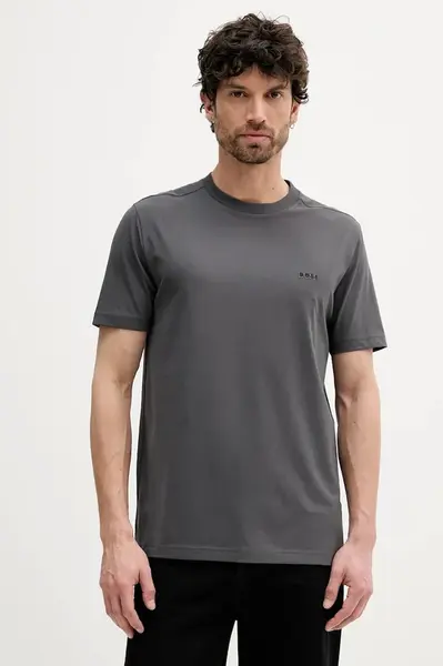 Tričko BOSS Green Tee pánské, béžová barva, s potiskem, 50506373