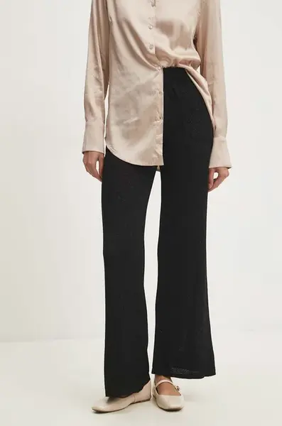 Kalhoty Answear.LAB dámské, černá barva, široké, high waist