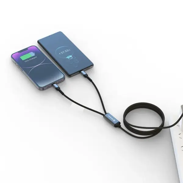 Nabíjecí kabel Swissten 2v1 100w USB-C / 2x USB-C 1,5m černá