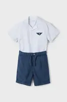 Dětská souprava s příměsí lnu Mayoral tmavomodrá barva, 3231