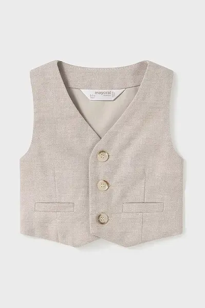 Kojenecká vesta ze směsi lnu Mayoral Newborn béžová barva, 1394