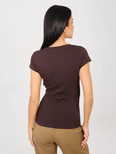 Dámské tričko s krátkým rukávem, tmavě hnědé