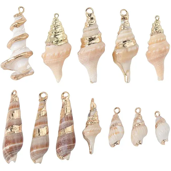 20Pcs 5 Styles Electroplate Shell Shapes Pendants