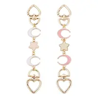 2Pcs 2 Colors Alloy White and Red Enamel Moon Star Bag Extender Chains
