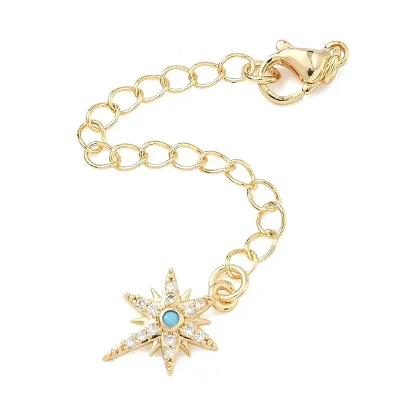 Brass Micro Pave Clear Cubic Zirconia Curb Chain Extender