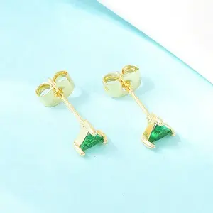 Brass Micro Pave Cubic Zirconia Stud Earrings