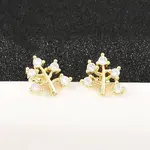 Brass Micro Pave Clear Cubic Zirconia Stud Earrings