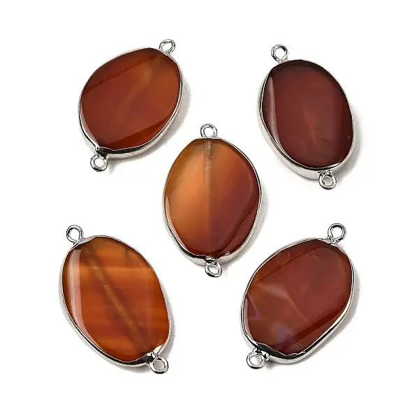Natural Agate(Dyed & Heated) Oval Links Connector Charms