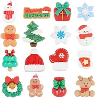 96Pcs 16 Styles Christmas Opaque Resin Cabochons