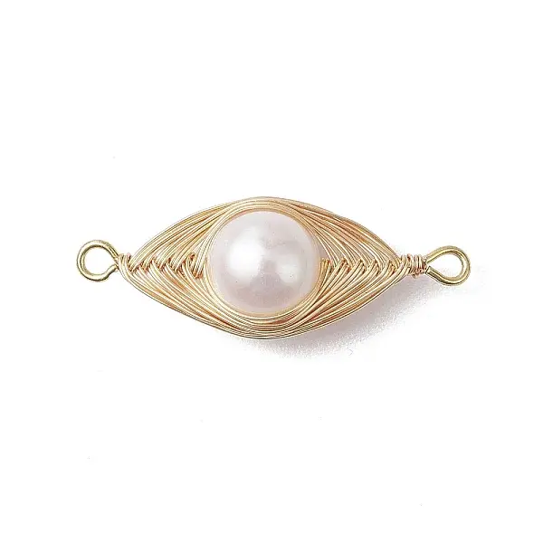 Copper Wire Wrapped Pearl Connector Charms