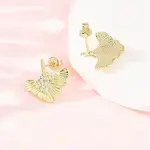 Brass Micro Pave Clear Cubic Zirconia Stud Earrings