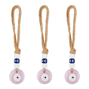 3Pcs Handmade Lampwork Evil Eye Pendants Decorations