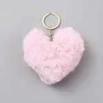 Heart Polyester Rabbit Hair Pendant Keychain