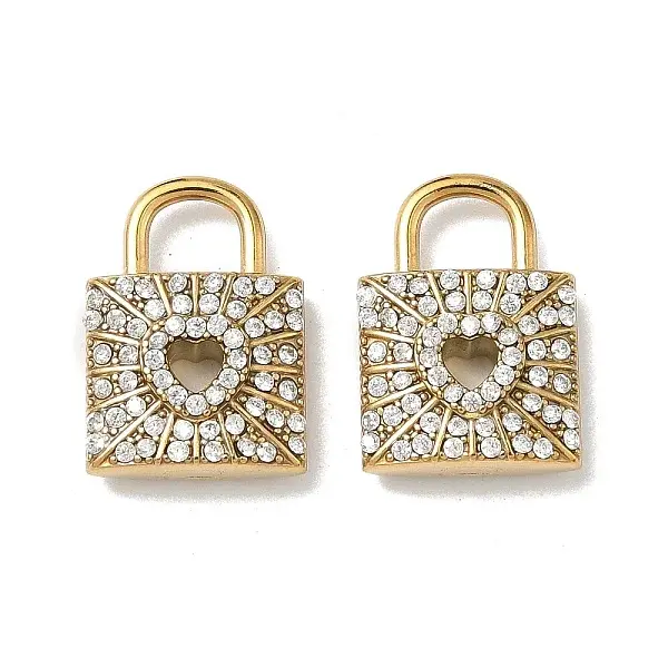 304 Stainless Steel Micro Pave Clear Cubic Zirconia Pendants