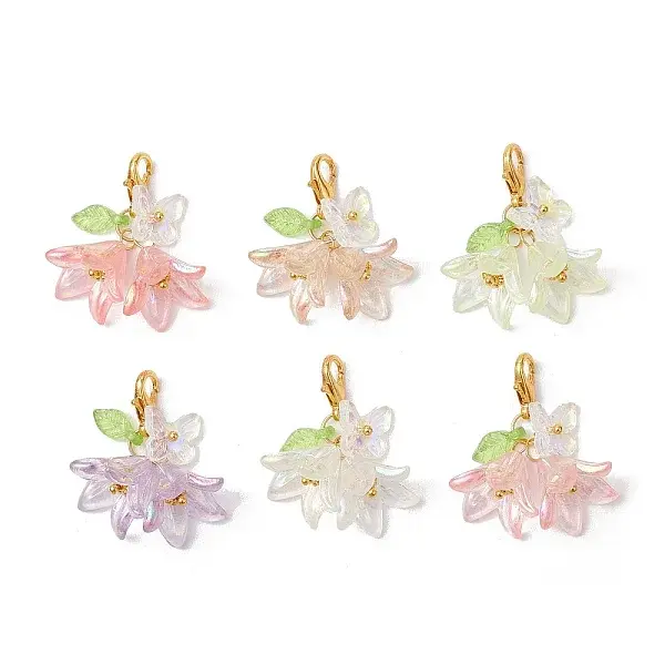 6Pcs Flower Butterfly Acrylic Pendant Decoration