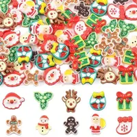 100Pcs 10 Styles Christmas Luminous Resin Cabochons