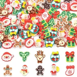 100Pcs 10 Styles Christmas Luminous Resin Cabochons
