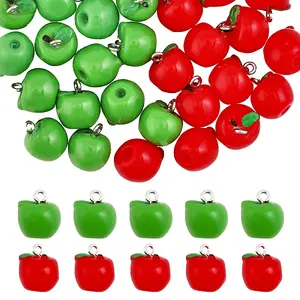 36Pcs 2 Colors Opaque Apple Resin Charms