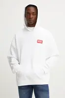 Bavlněná mikina Diesel S-BOXT-HOOD-LAB pánská, bílá barva, s kapucí, s aplikací, A14949.0ILAC