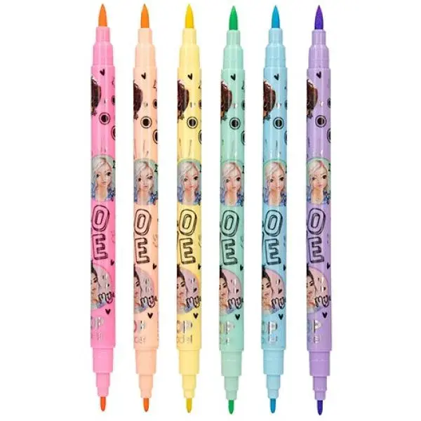 Top Model Fixy oboustranné, Malia a Christy, 6 barev