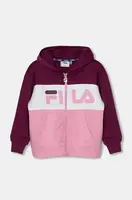 Dětská mikina Fila BAAR-EBENHAUSEN růžová barva, s kapucí, vzorovaná, FAK0203