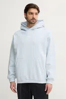 Bavlněná mikina adidas Originals Essential pánská, modrá barva, s kapucí, hladká, JD3300