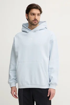 Bavlněná mikina adidas Originals Essential pánská, modrá barva, s kapucí, hladká, JD3300