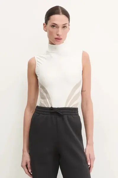 Body adidas Originals dámské, béžová barva, s pologolfem, IZ4945