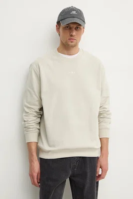 Bavlněná mikina adidas Originals Essential pánská, béžová barva, hladká, JD3304