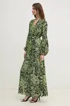 Šaty s příměsí hedvábí DIANE VON FURSTENBERG zelená barva, maxi, DVFDL4S031