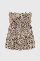 Dívčí šaty United Colors of Benetton béžová barva, mini