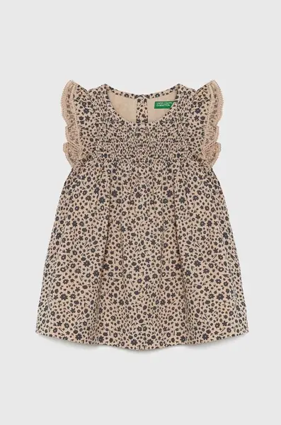 Dívčí šaty United Colors of Benetton béžová barva, mini