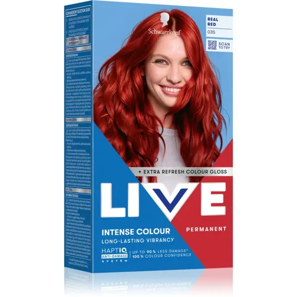 Schwarzkopf LIVE Intense Colour permanentná farba na vlasy odtieň 035 Real Red 1 ks