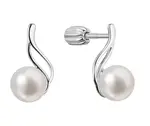 Evolution Group - Pavona Elegantní stříbrné náušnice pecky s říční perlou bílá 21102.1B