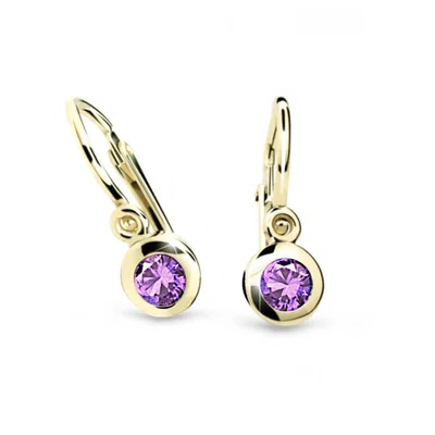 Cutie Jewellery Zlaté dětské náušnice C1537-10-X-1 fialová