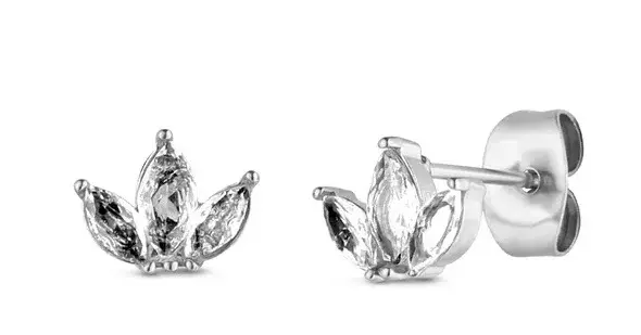 Vuch Krásné ocelové náušnice se zirkony Krystel Silver